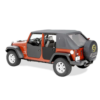 BESTOP | Lower Fabric Half Doors For Jeep 2007-2018 Wrangler JK 4 Door Black Diamond Bestop | 53041-35 installed on a Jeep.