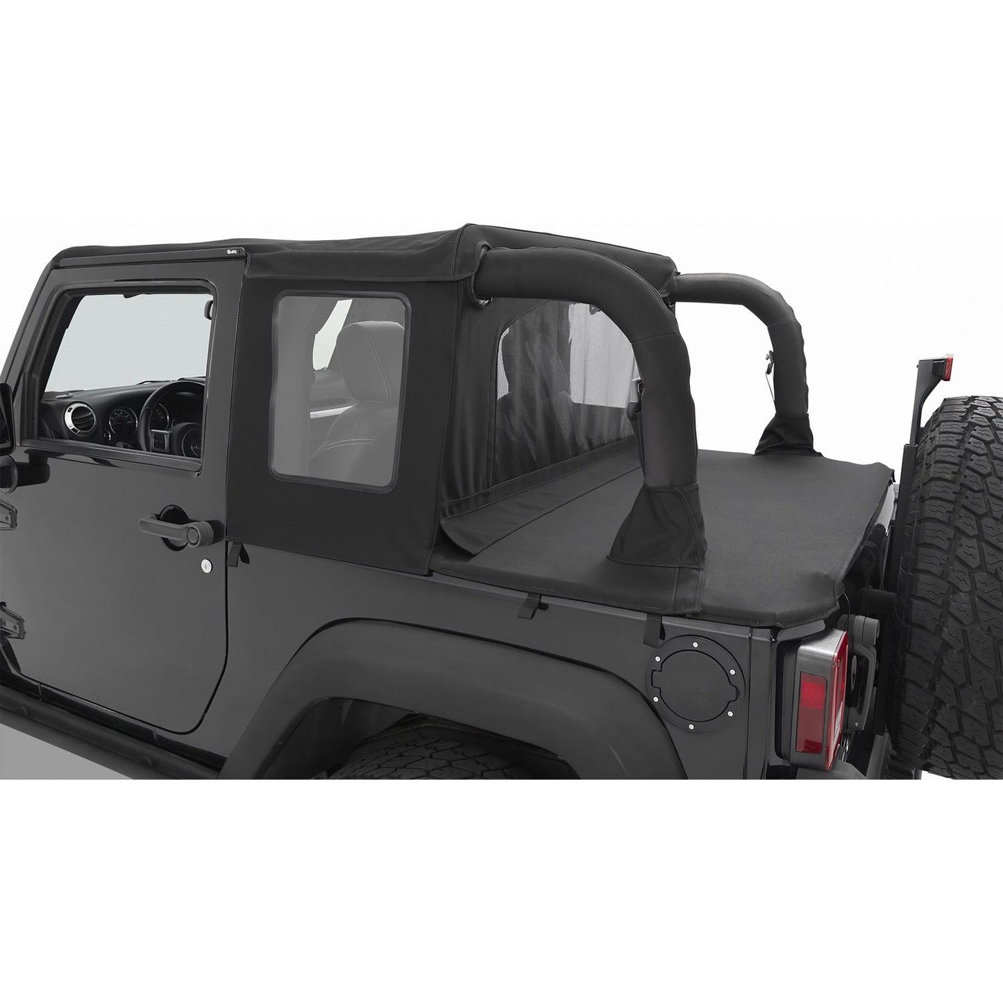 BESTOP | Jeep Wrangler Halftop Soft Tops For Jeep 2007-2018 Wrangler JK 2 Door Black Premium Twill Bestop | 53900-17 on a Jeep