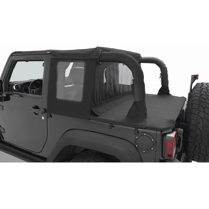 BESTOP | Jeep Wrangler Halftop Soft Tops For Jeep 2007-2018 Wrangler JK 2 Door Black Premium Twill Bestop | 53900-17 on a Jeep
