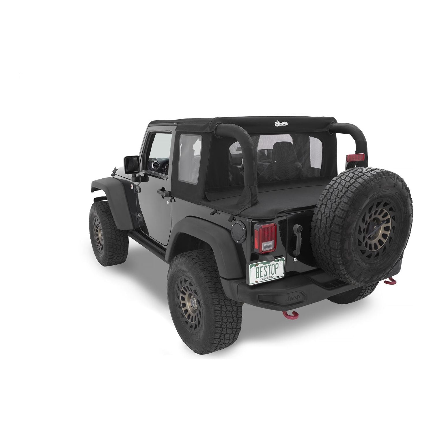 BESTOP | Jeep Wrangler Halftop Soft Tops For Jeep 2007-2018 Wrangler JK 2 Door Black Diamond Bestop | 53900-35 on a Jeep Wrangler