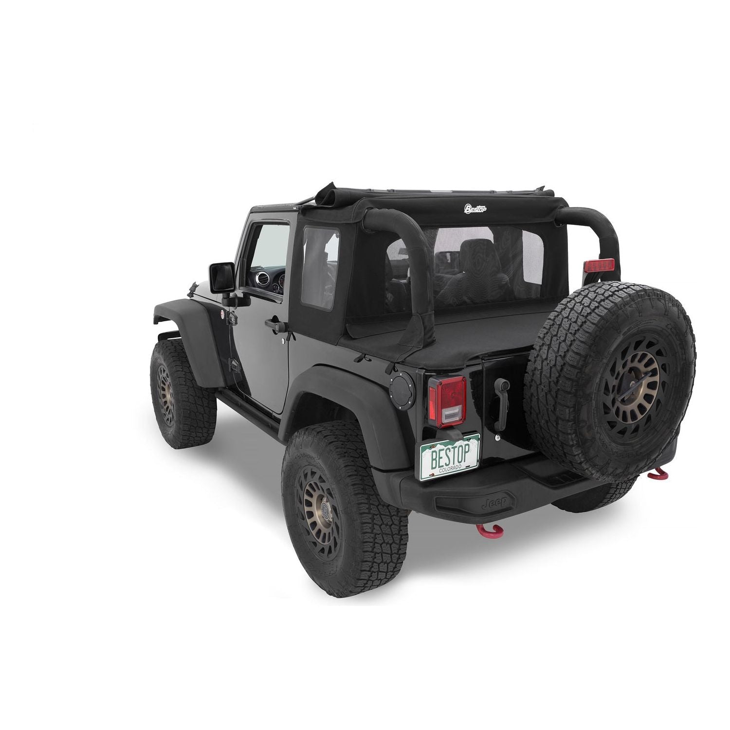 BESTOP | Jeep Wrangler Halftop Soft Tops For Jeep 2007-2018 Wrangler JK 2 Door Black Diamond Bestop | 53900-35 on a Wrangler