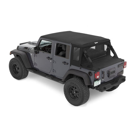 BESTOP | Jeep Wrangler Halftop Soft Tops For Jeep 2007-2018 Wrangler JK 4 Door Black Diamond Bestop | 53901-35 installed on a Jeep.