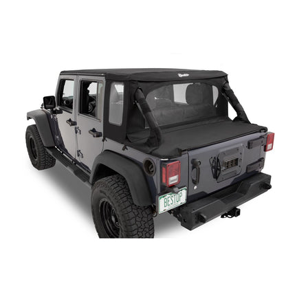 BESTOP | Jeep Wrangler Halftop Soft Tops For Jeep 2007-2018 Wrangler JK 4 Door Black Diamond Bestop | 53901-35 on a Jeep
