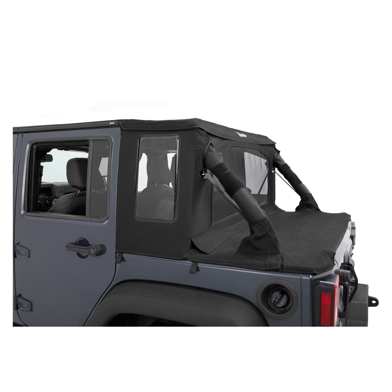 BESTOP | Jeep Wrangler Halftop Soft Tops For Jeep 2007-2018 Wrangler JK 4 Door Black Diamond Bestop | 53901-35 installed on Jeep