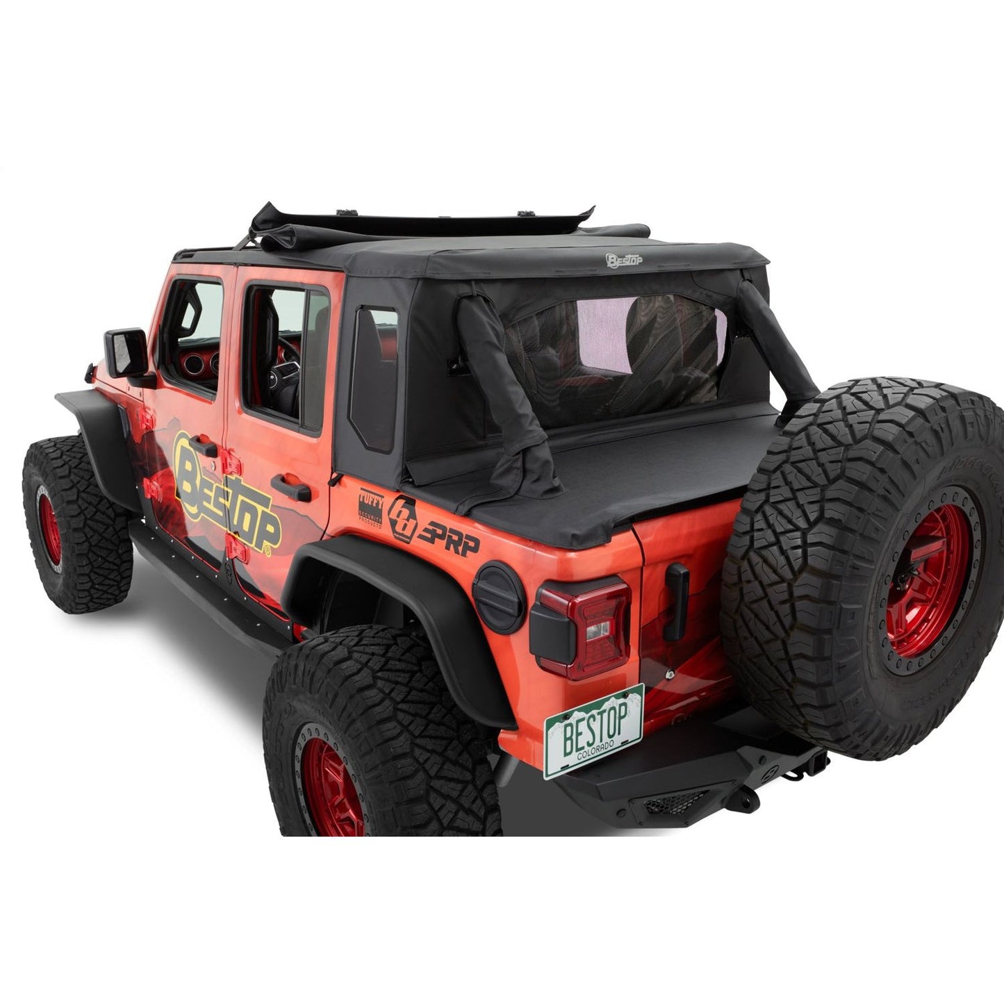 BESTOP | Jeep Wrangler Halftop Soft Tops For Jeep 2018-2023 Wrangler JL 4 Door Black Diamond Bestop | 53902-35 on a Jeep