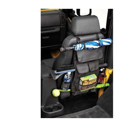 BESTOP | RoughRider Seat Back Organizer 12x12 Inch For Jeep 1987-1995 Wrangler YJ Black Diamond Bestop | 54132-35 installed in Jeep.