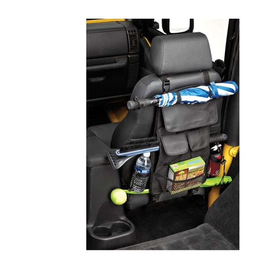BESTOP | RoughRider Seat Back Organizer 12x12 Inch For Jeep 1987-1995 Wrangler YJ Black Diamond Bestop | 54132-35 installed in Jeep.