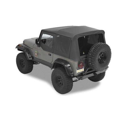BESTOP | Jeep Soft Top Supertop Squareback Soft Top For Jeep 1988-1995 Wrangler YJ Black Bestop | 54601-01 installed on a Jeep