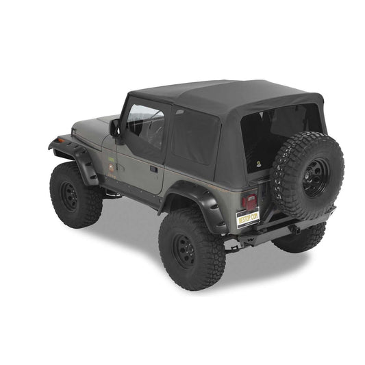 BESTOP | Jeep Soft Top Supertop Squareback Soft Top For Jeep 1988-1995 Wrangler YJ Black Denim Bestop | 54601-15 installed on Jeep
