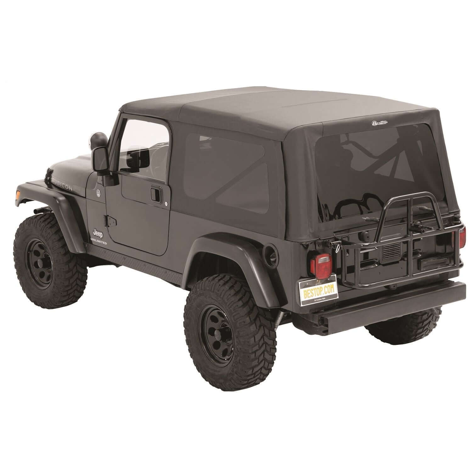 BESTOP | Jeep Soft Top Supertop Squareback Soft Top For Jeep 2004-2006 Wrangler TJ Black Diamond Bestop | 54721-35 on a Wrangler.
