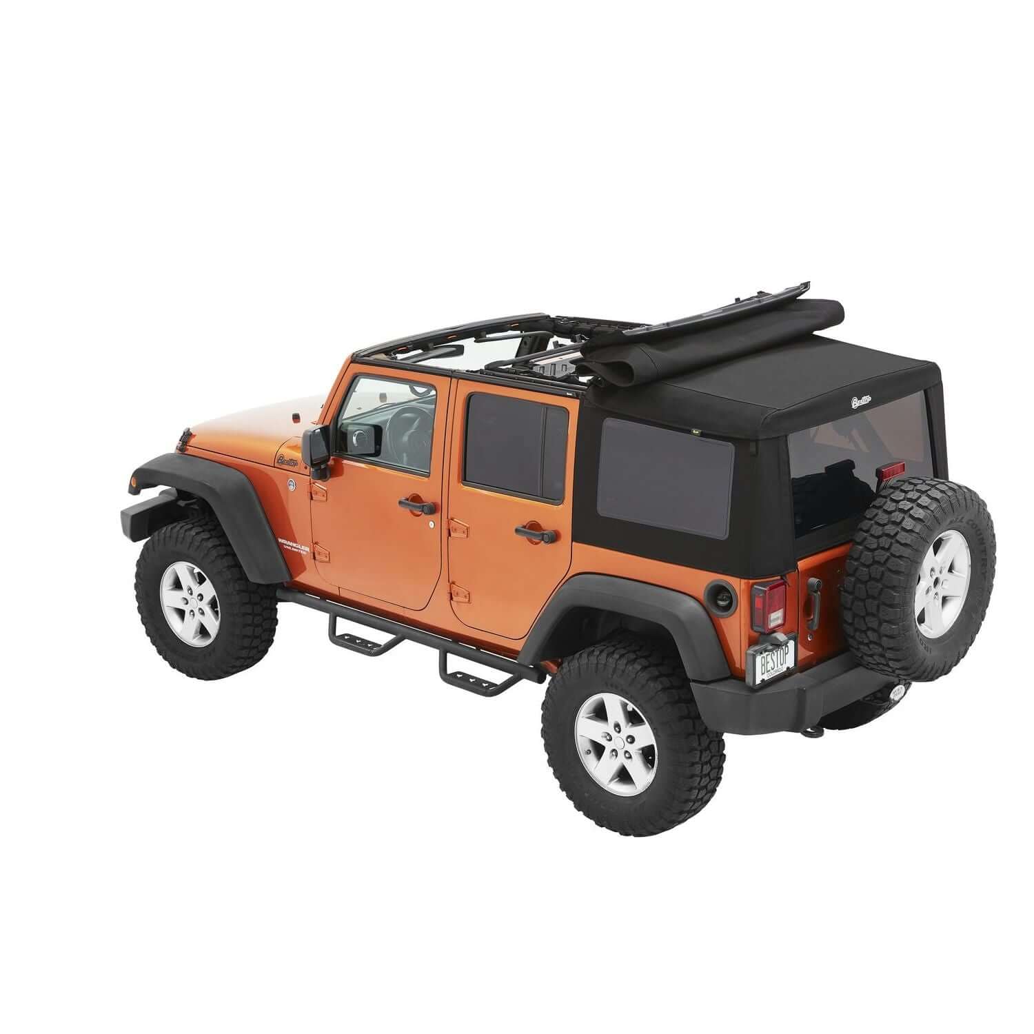 BESTOP | Supertop Ultra Squareback Soft Top For Jeep 2007-2018 Wrangler JK 4 Door Black Bestop | 54724-17 installed on Jeep
