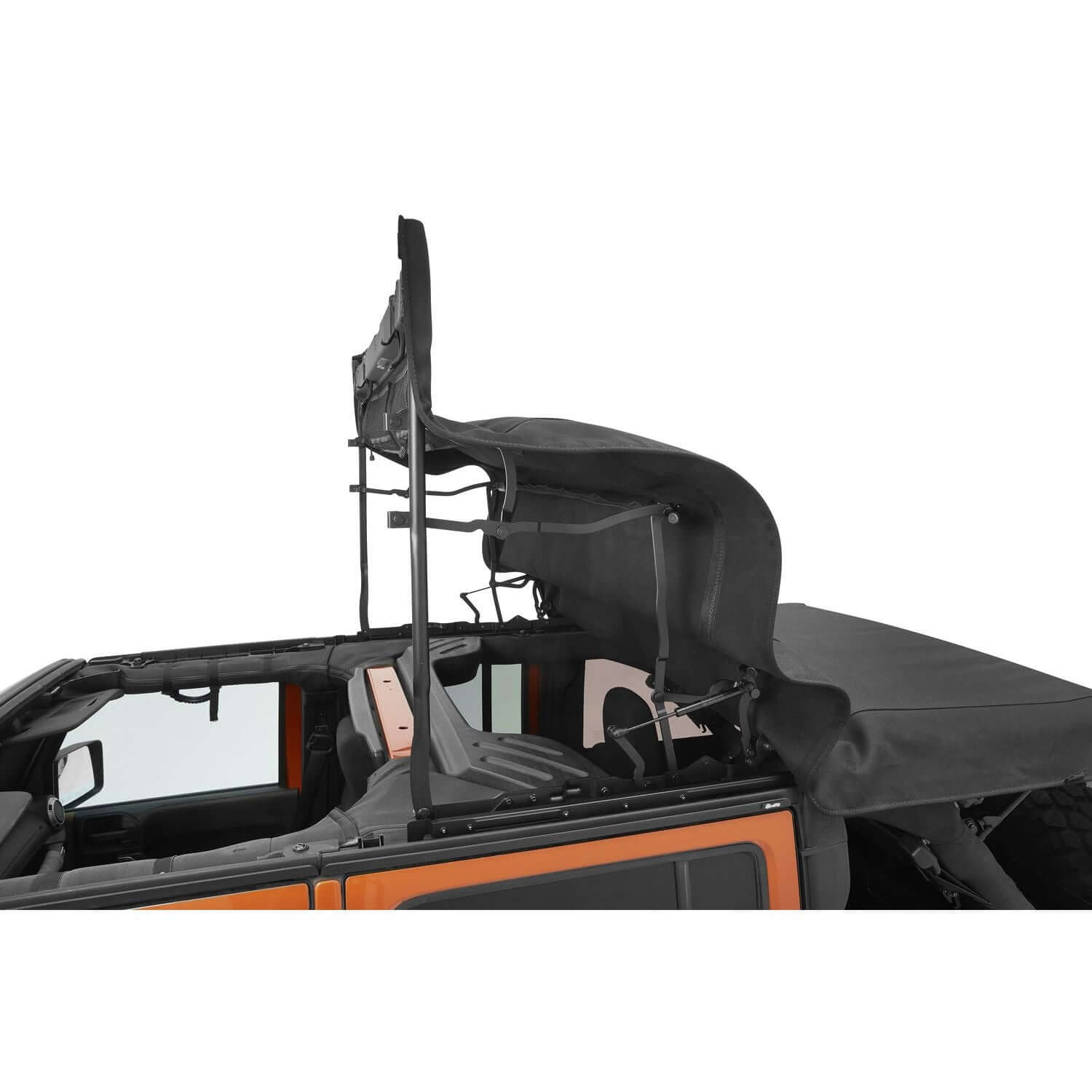 BESTOP | Supertop Ultra Squareback Soft Top For Jeep 2007-2018 Wrangler JK 4 Door Black Bestop | 54724-17 installed on vehicle.
