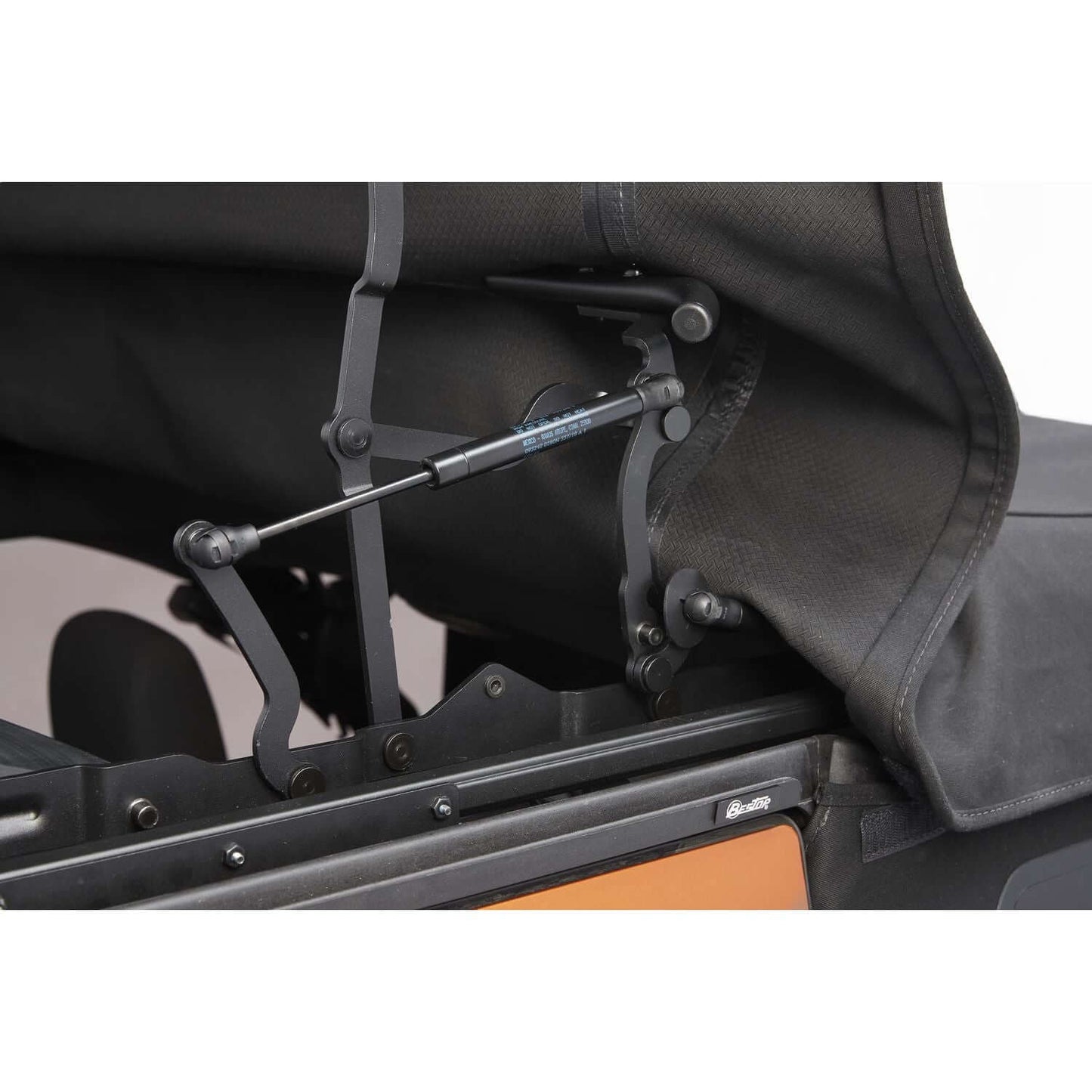 BESTOP | Supertop Ultra Squareback Soft Top For Jeep 2007-2018 Wrangler JK 4 Door Black Bestop | 54724-17 lift assist mechanism close-up