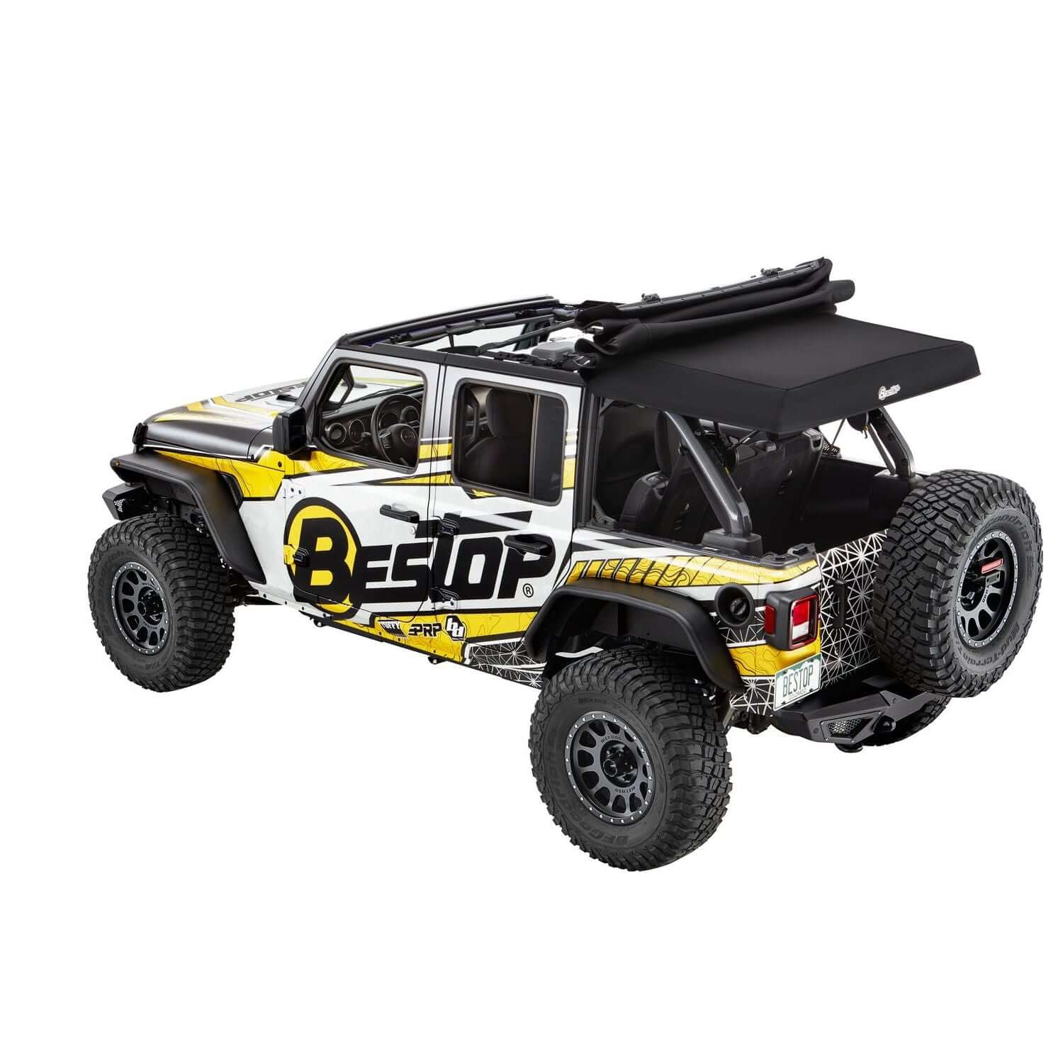 BESTOP | Supertop Ultra Jeep '18-26 Wrangler JL 4-Door Premium Black Twill Bestop | 54725-17 on Jeep Wrangler with soft top