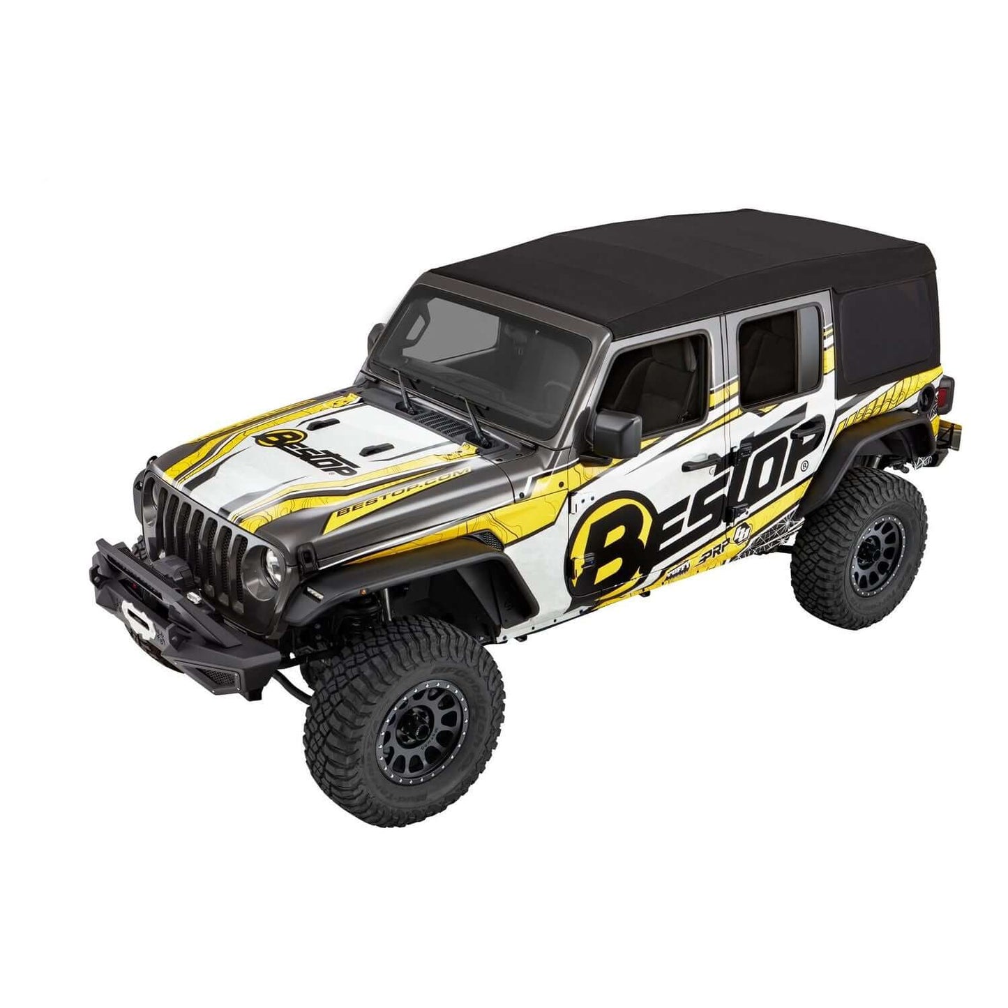 BESTOP | Supertop Ultra Jeep '18-26 Wrangler JL 4-Door Premium Black Twill Bestop | 54725-17 on a modified Wrangler.