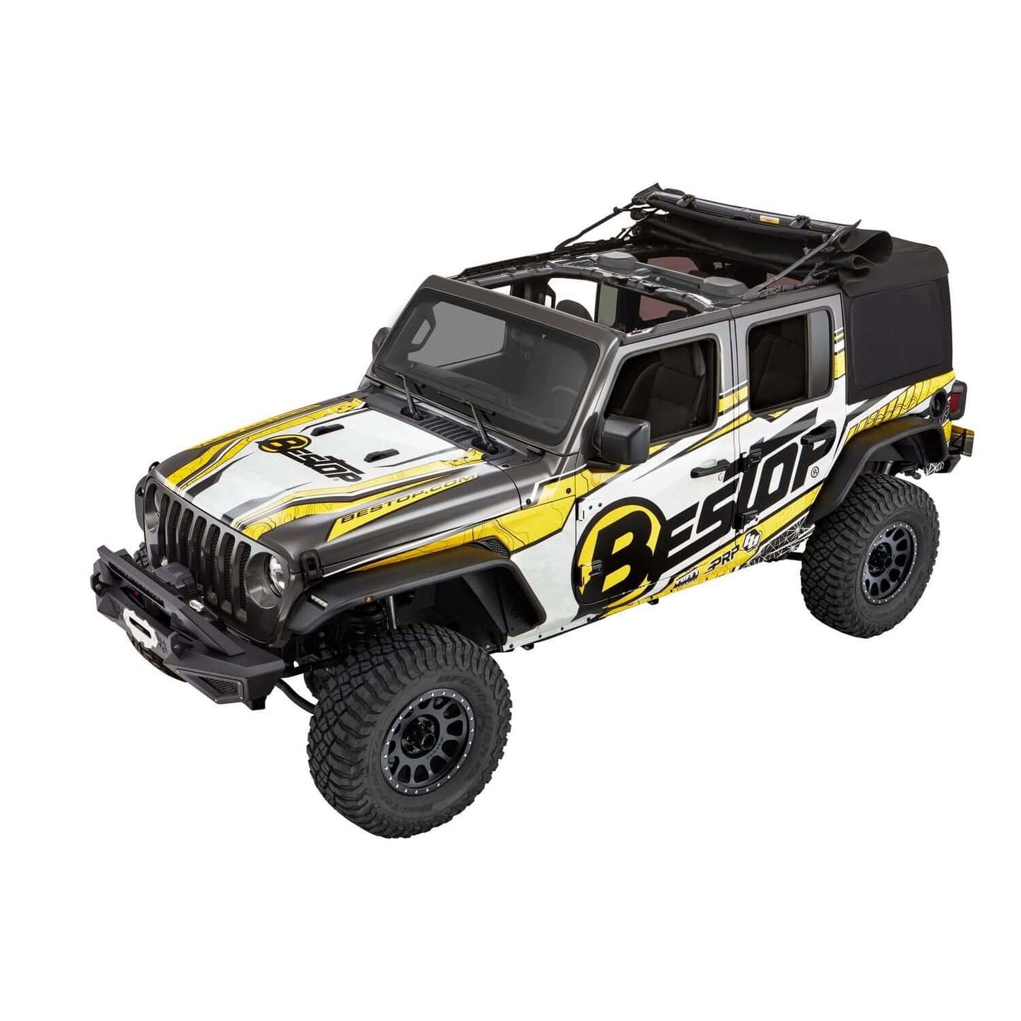 BESTOP | Supertop Ultra Jeep '18-26 Wrangler JL 4-Door Premium Black Twill Bestop | 54725-17 installed on Jeep model.