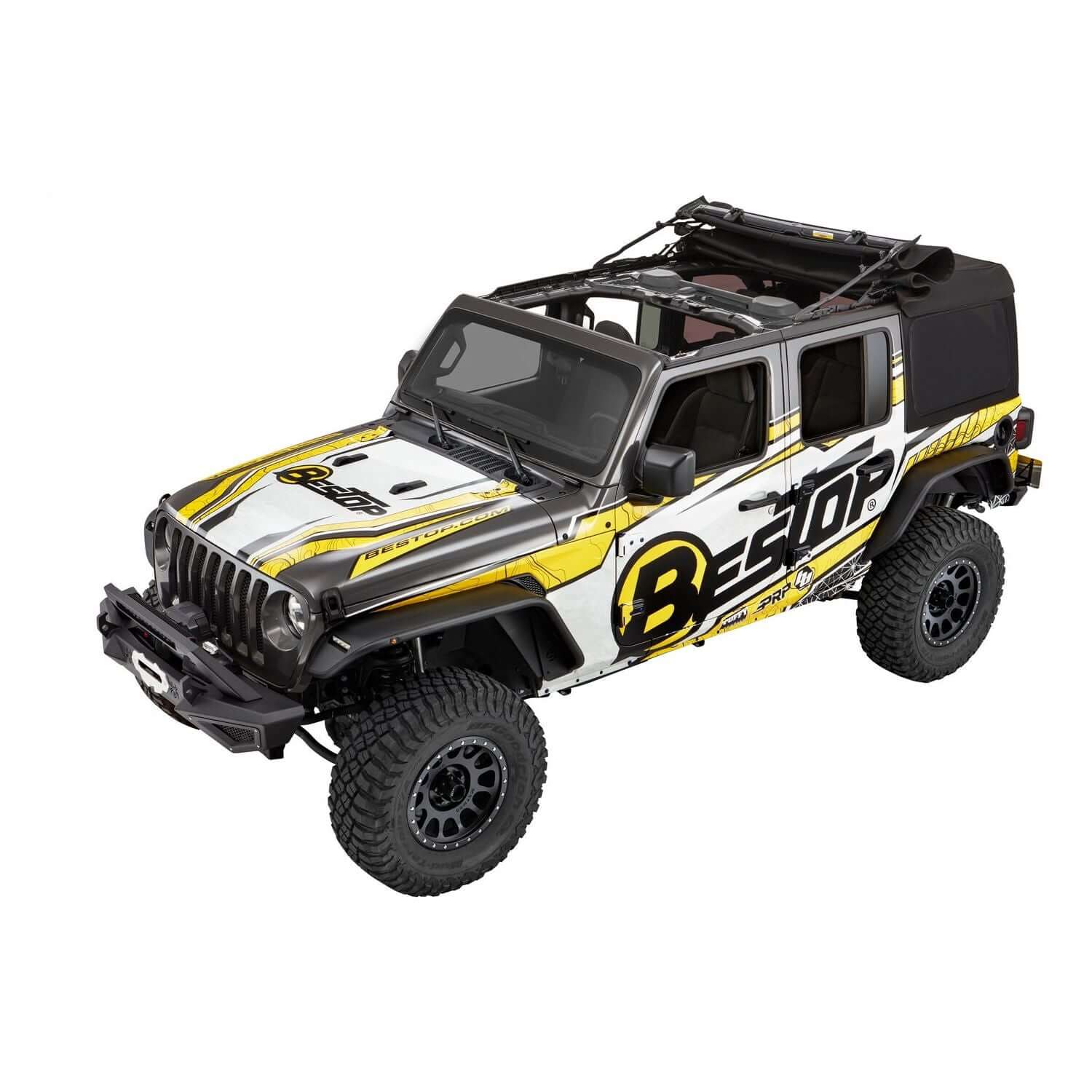 BESTOP | Supertop Ultra Jeep '18-26 Wrangler JL 4-Door Premium Black Twill Bestop | 54725-17 installed on Jeep model.