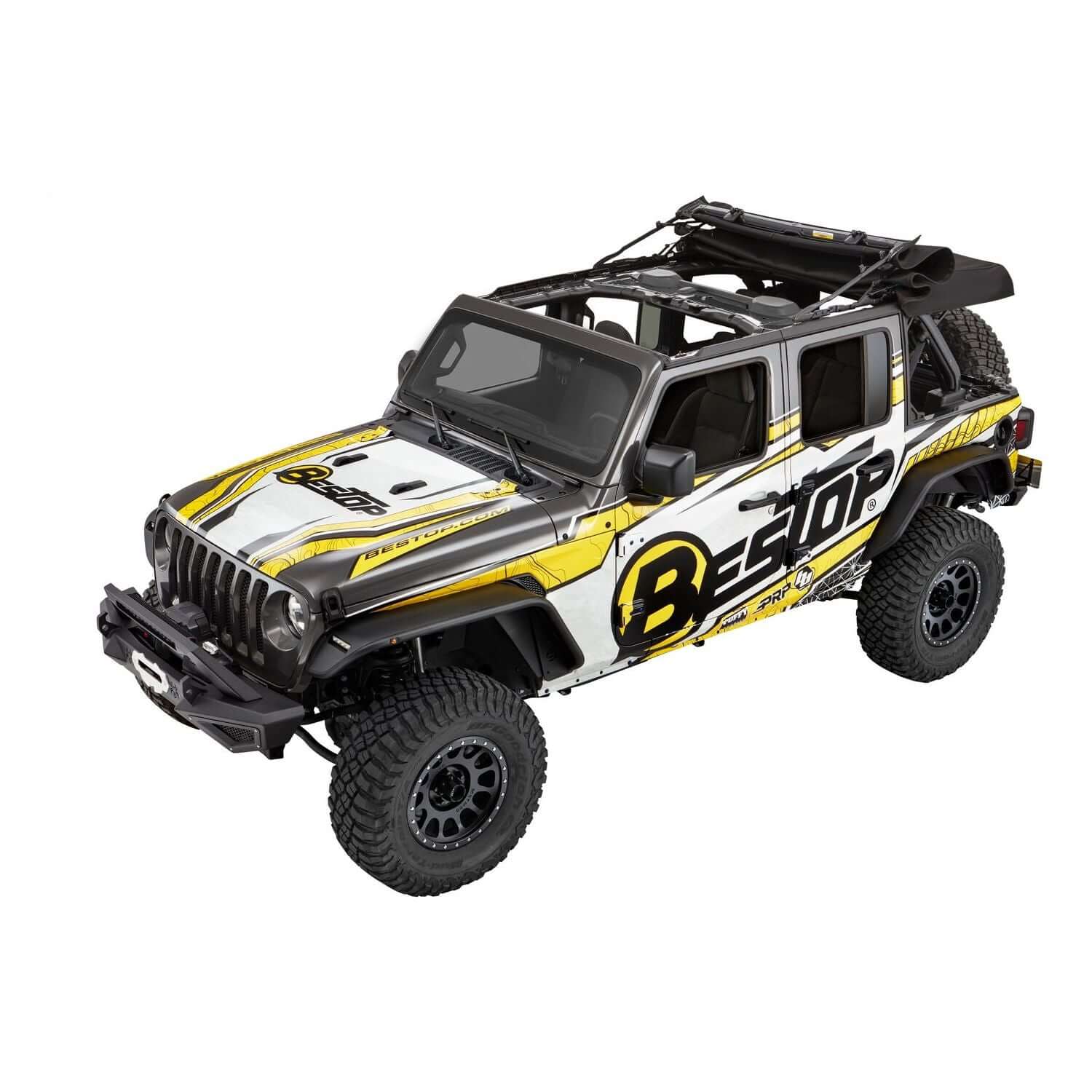 BESTOP | Supertop Ultra Jeep '18-26 Wrangler JL 4-Door Premium Black Twill Bestop | 54725-17 displayed on a Jeep