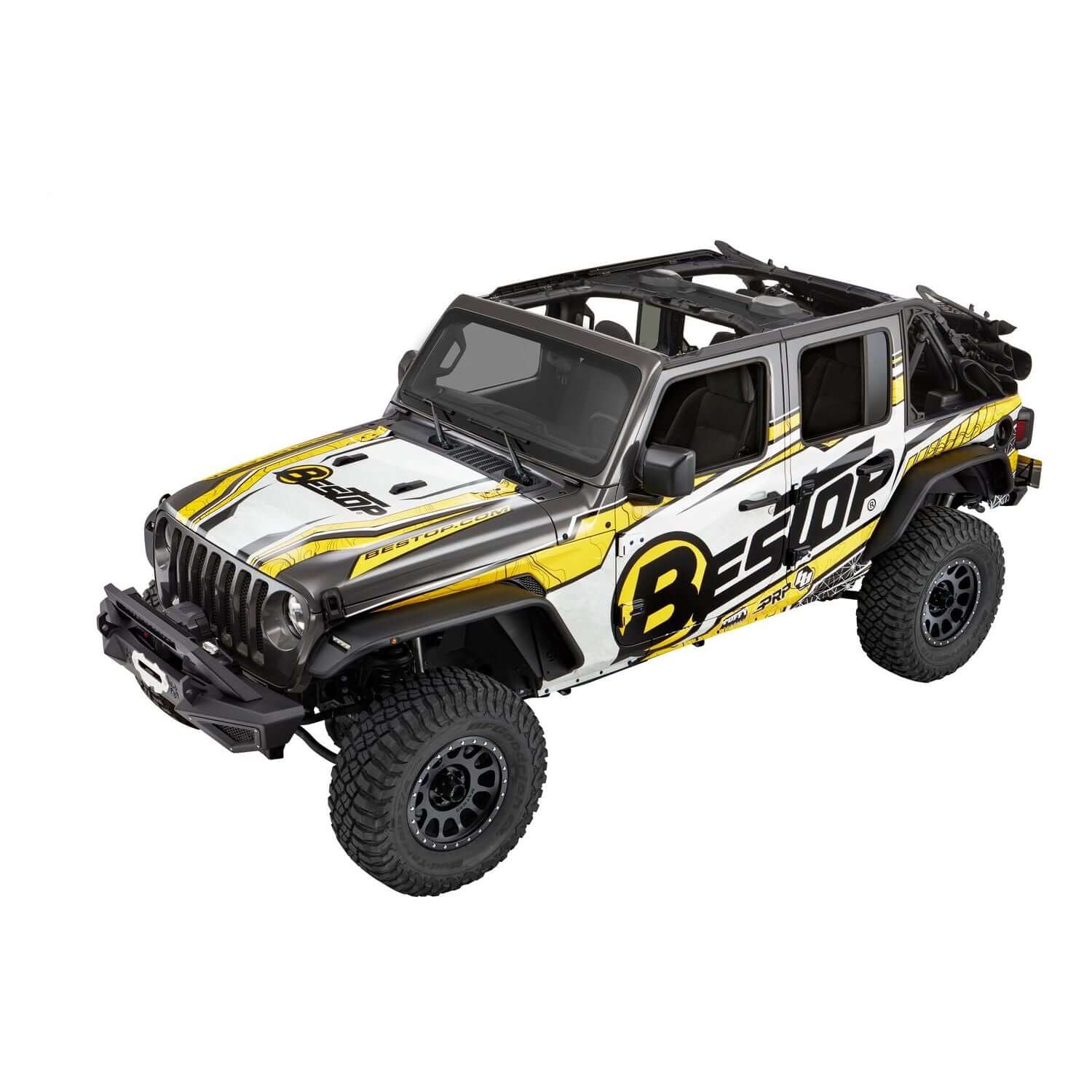 BESTOP | Supertop Ultra Jeep '18-26 Wrangler JL 4-Door Premium Black Twill Bestop | 54725-17 on modified Jeep Wrangler.