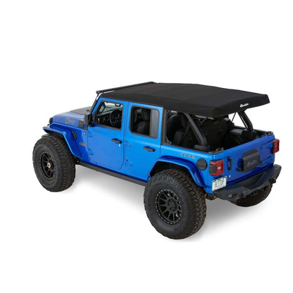BESTOP | Supertop Jeep '18-26 Wrangler JL 4-Door Black Diamond Bestop | 54726-35 on blue Jeep with retractable soft top.