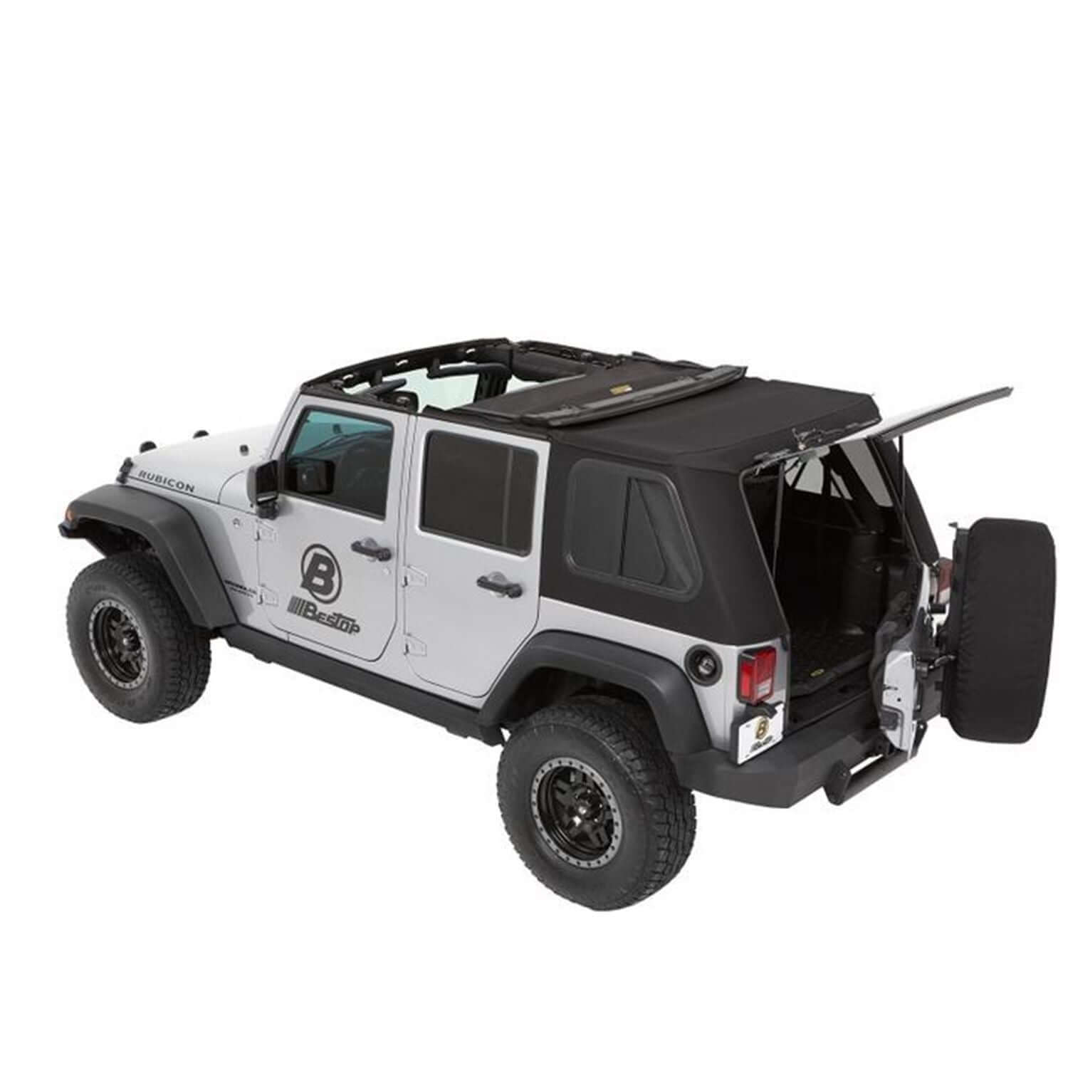 BESTOP | Trektop Pro Hybrid Slantback Soft Top For Jeep 2007-2018 Wrangler JK 4 Door Black Bestop | 54863-17 on a Jeep