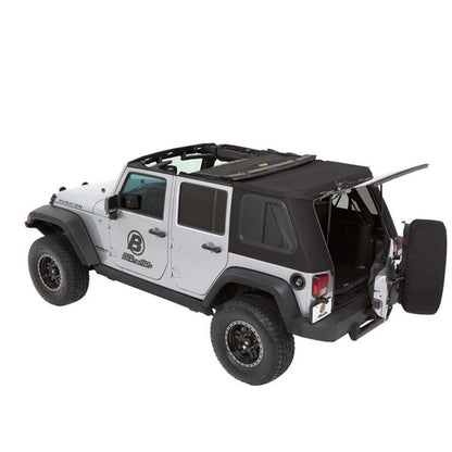 BESTOP | Trektop Pro Hybrid Slantback Soft Top For Jeep 2007-2018 Wrangler JK 4 Door Black Bestop | 54863-17 on a Jeep