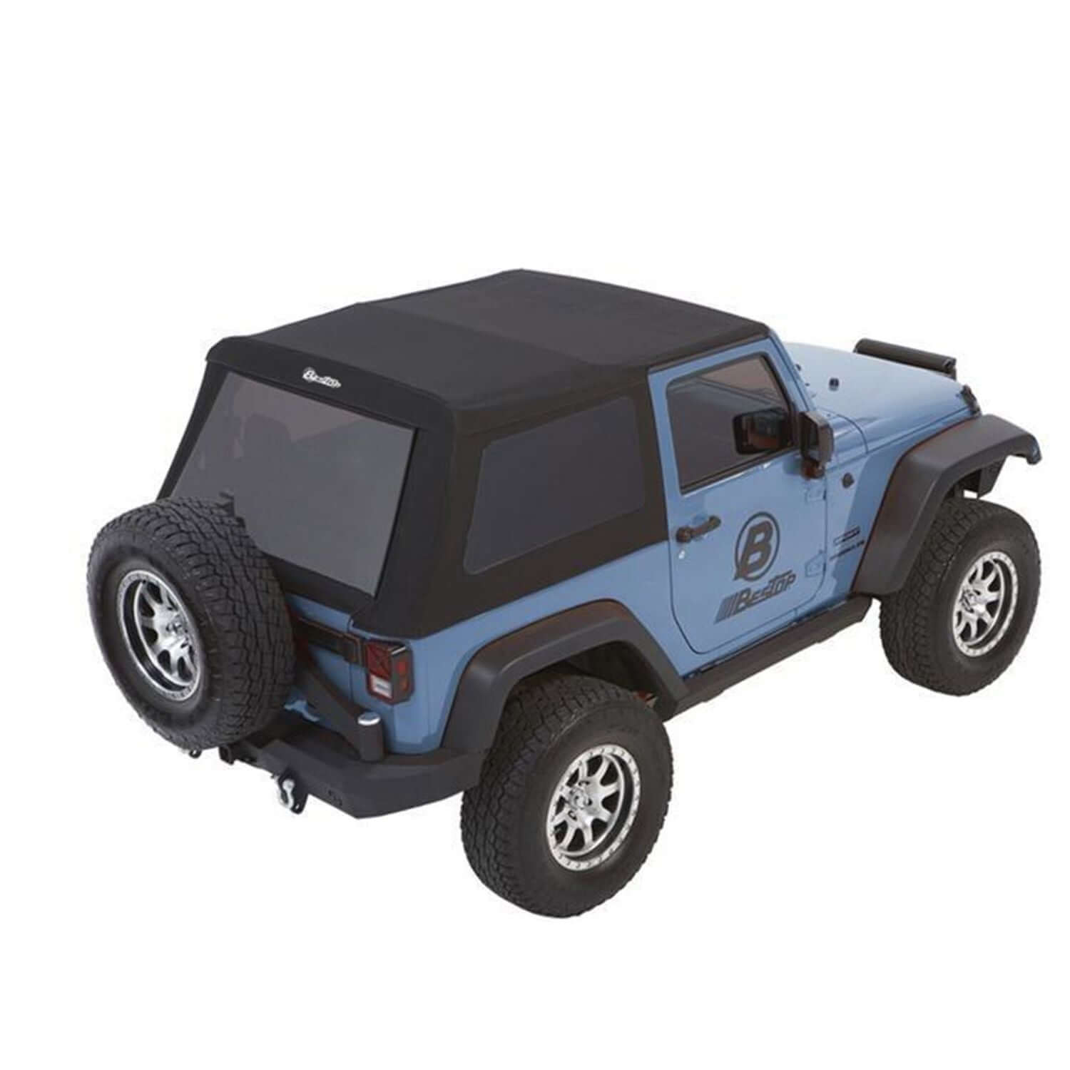 BESTOP | Jeep Wrangler Trektop Glide Slantback Soft Tops For Jeep 2007-2018 Wrangler JK 2 Door Black Premium Twill Bestop | 54922-17