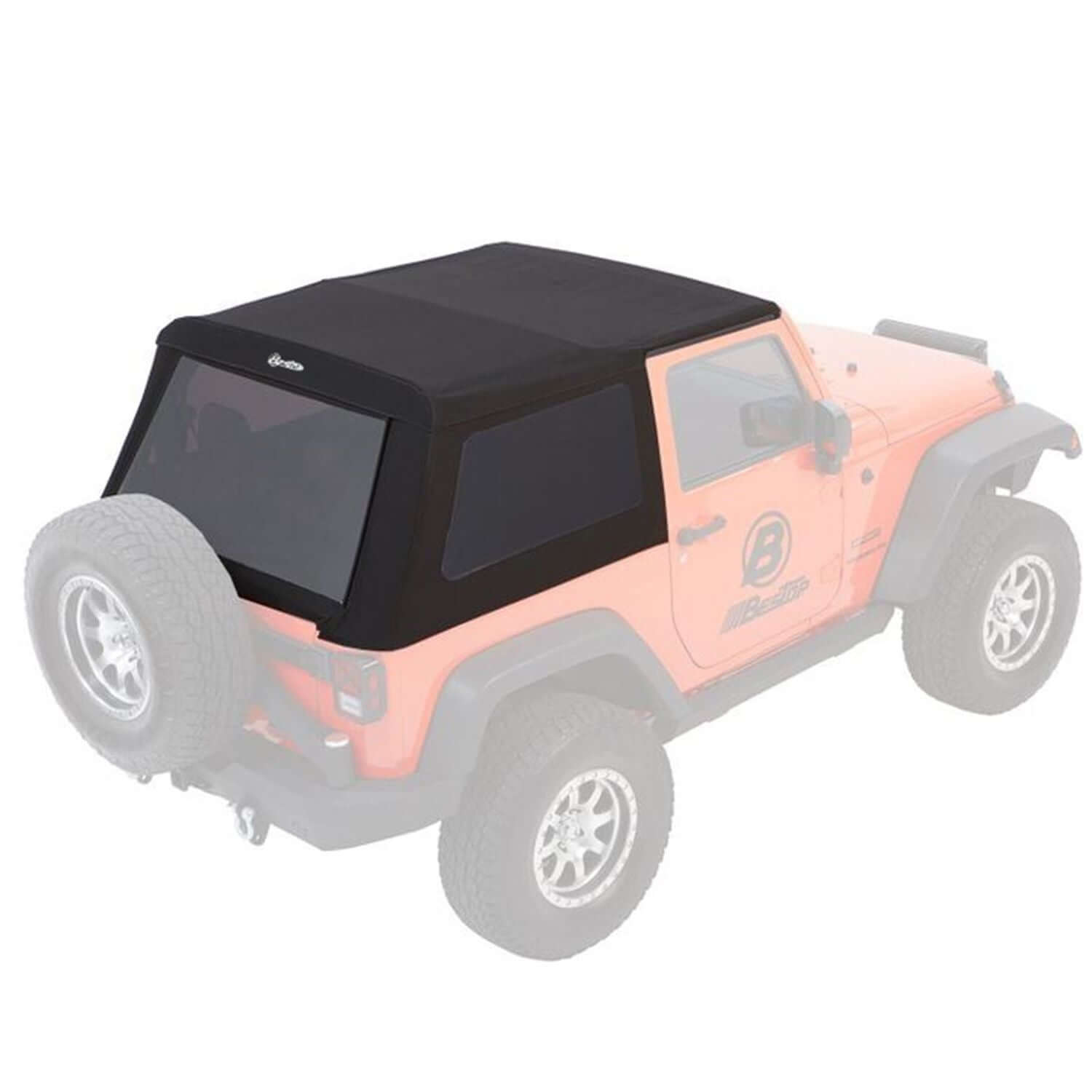 BESTOP | Jeep Wrangler Trektop Glide Slantback Soft Tops For Jeep 2007-2018 Wrangler JK 2 Door Black Diamond Bestop | 54922-35