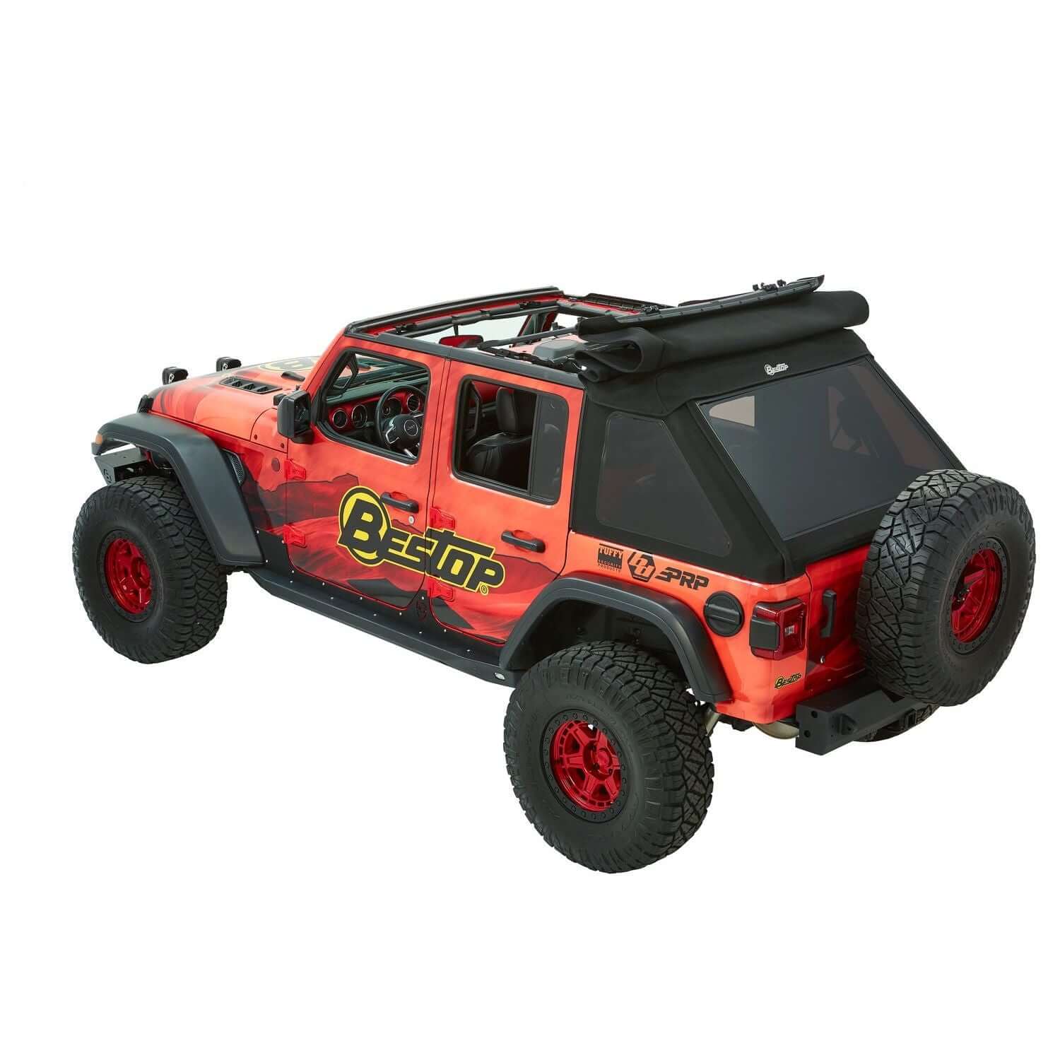 BESTOP | Trektop Ultra Jeep '18-26 Wrangler JL 4-Door Premium Black Twill Bestop | 54925-17 on a modified Jeep