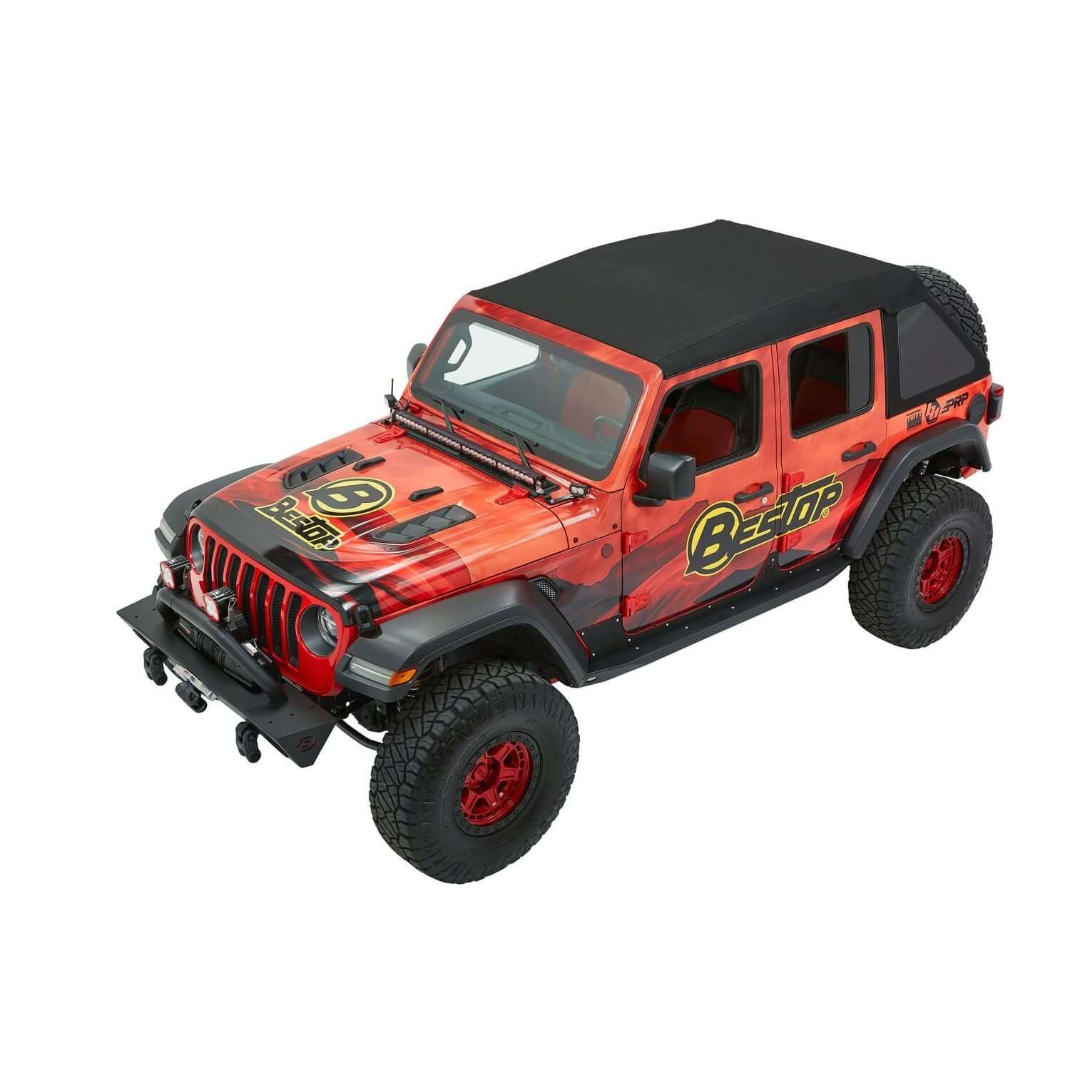 BESTOP | Trektop Ultra Jeep '18-26 Wrangler JL 4-Door Premium Black Twill Bestop | 54925-17 on modified Jeep