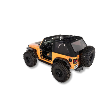 BESTOP | Trektop Glide 2-Door for JL Jeep 2018-26 Wrangler JL Premium Black Twill Bestop | 54930-17 on orange Jeep