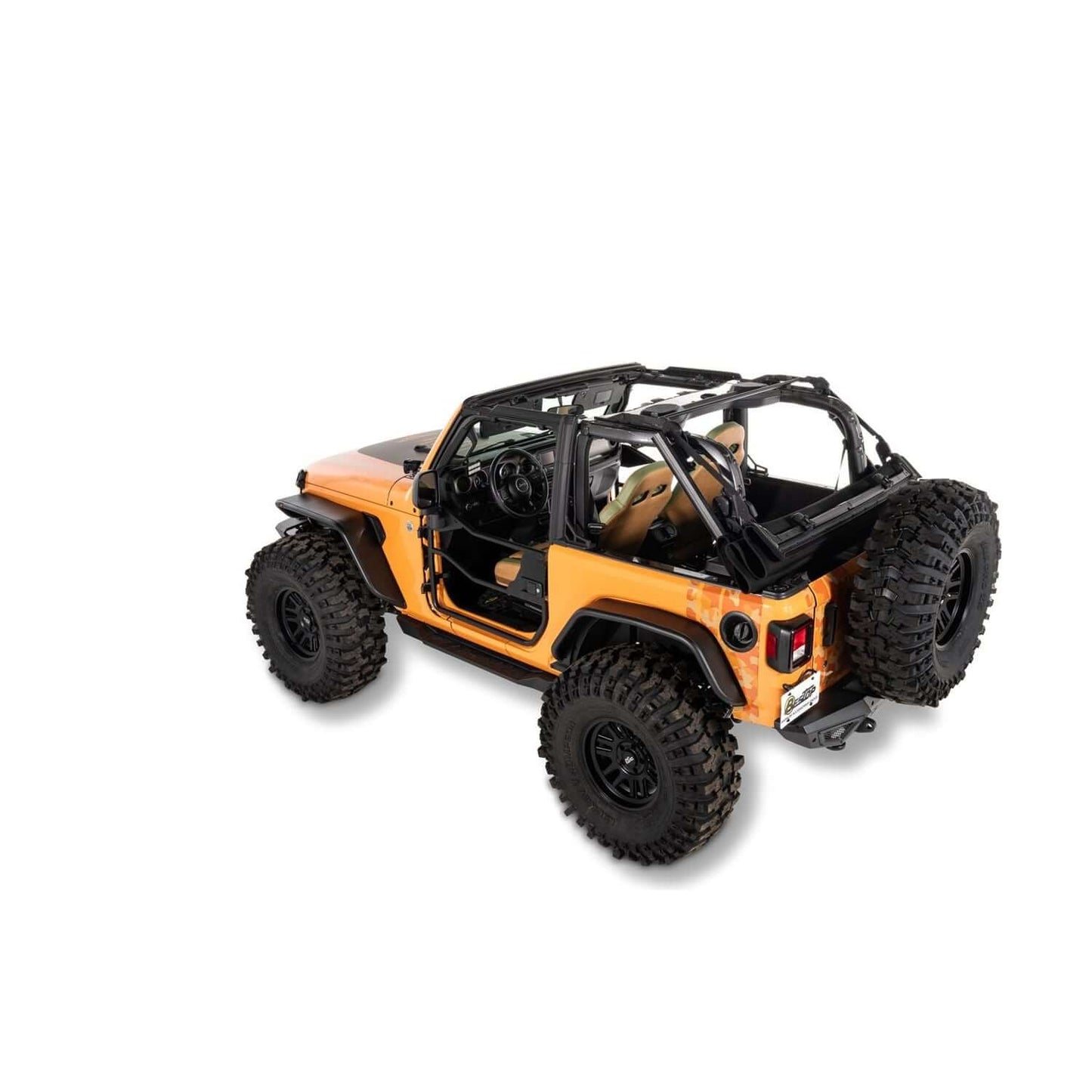 BESTOP | Trektop Glide 2-Door for JL Jeep 2018-26 Wrangler JL Black Diamond Bestop | 54930-35 showcased on an orange Jeep.