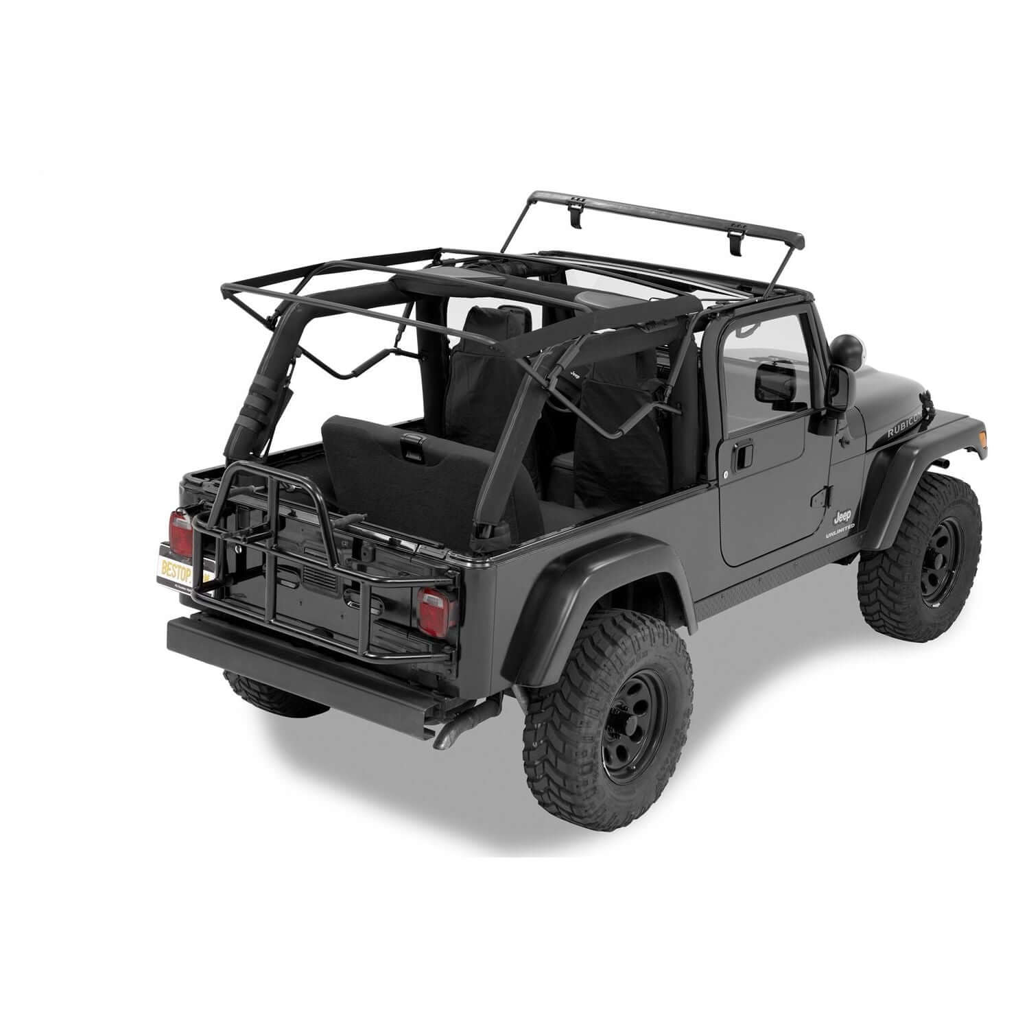 Bestop OE Style Replacement Bow And Frame Hardware Kit Incl. Replacement Hardware/Door Surrounds/Tailgate Bar/Retainer Clips I 55003-01 on a Jeep Wrangler