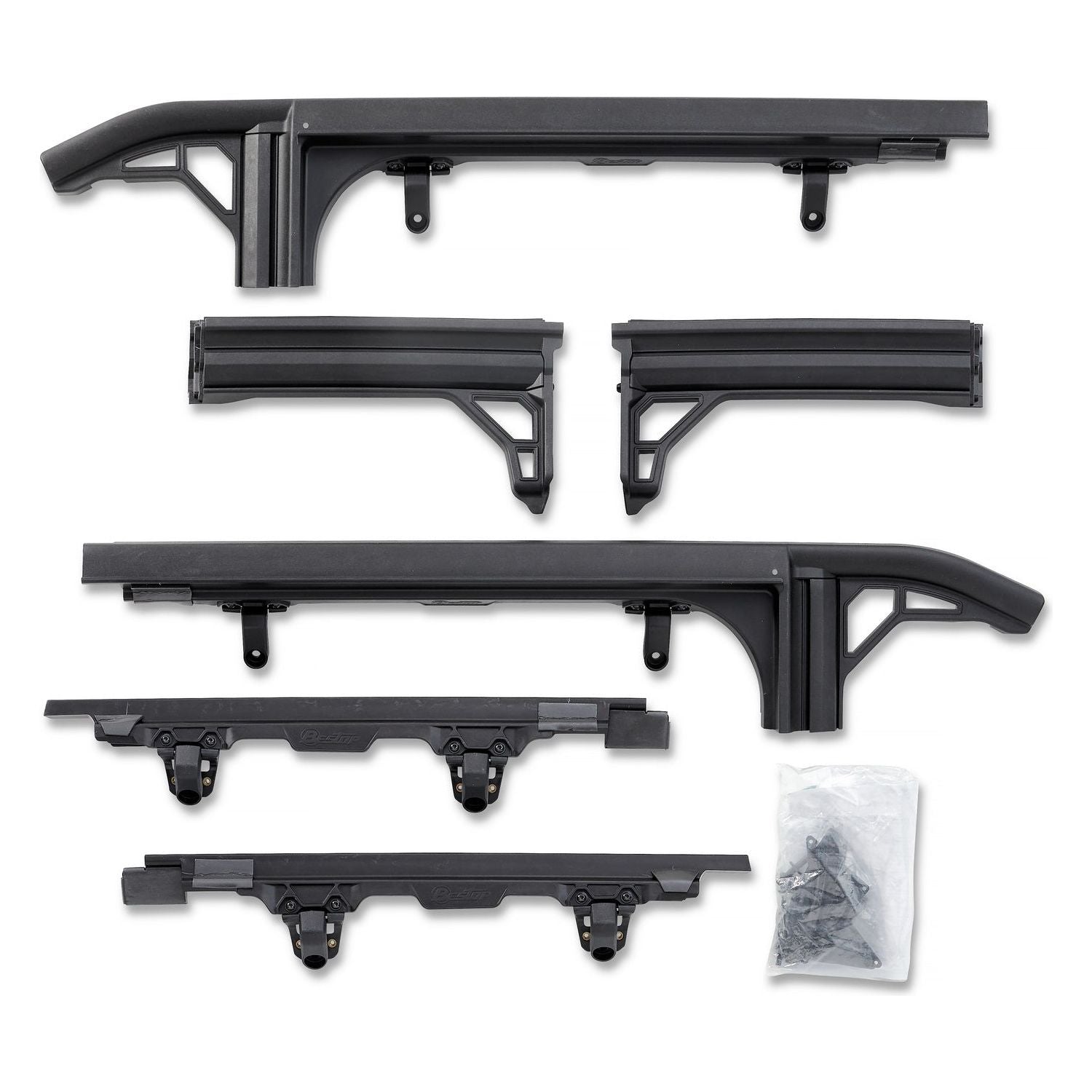 BESTOP | Door Surrounds Jeep '18-26 Wrangler JL 4-Door Set of 4 Bestop | 55024-01 components arranged with hardware.