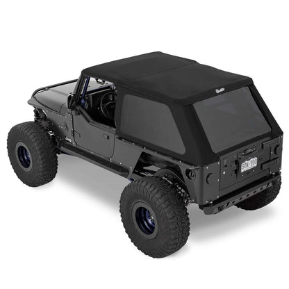 BESTOP | Trektop Slantback Soft Top For Jeep 2004-2006 Wrangler TJ Black Premium Twill Bestop | 56821-17 on a Jeep