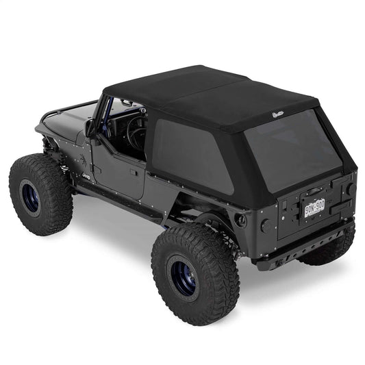 BESTOP | Trektop Slantback Soft Top For Jeep 2004-2006 Wrangler TJ Black Premium Twill Bestop | 56821-17 on a Jeep