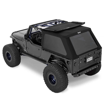 BESTOP | Trektop Slantback Soft Top For Jeep 2004-2006 Wrangler TJ Black Premium Twill Bestop | 56821-17 on modified Jeep