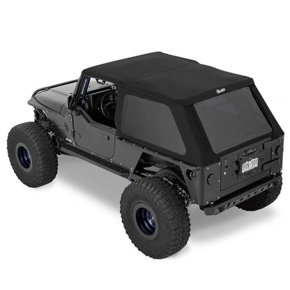 BESTOP | Trektop Slantback Soft Top For Jeep 2004-2006 Wrangler TJ Black Premium Twill Bestop | 56821-17 installed on Jeep
