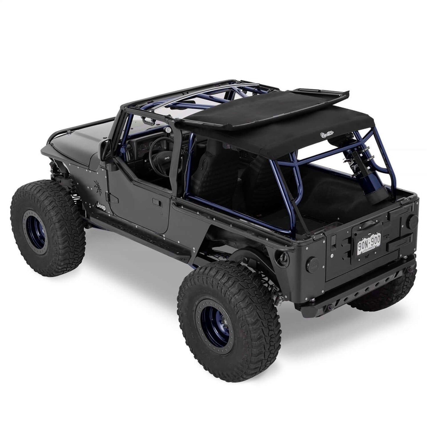 BESTOP | Trektop Slantback Soft Top For Jeep 2004-2006 Wrangler TJ Black Premium Twill Bestop | 56821-17 on a Jeep