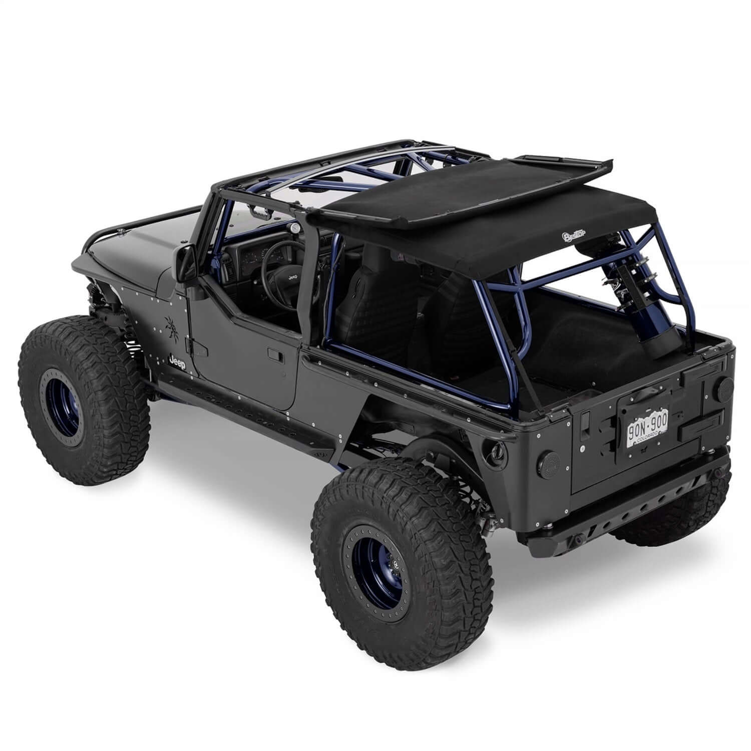 BESTOP | Trektop Slantback Soft Top For Jeep 2004-2006 Wrangler TJ Black Premium Twill Bestop | 56821-17 on a Jeep