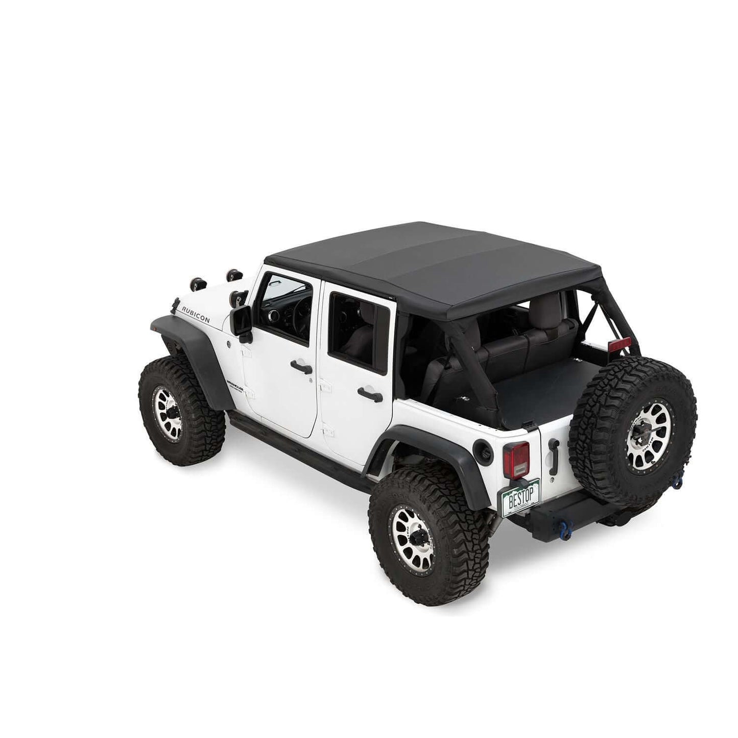 BESTOP | The Ascent Soft Tops For Jeep 2007-2018 Wrangler JK 4 Door Black Diamond Bestop | 56825-35 installed on a Jeep