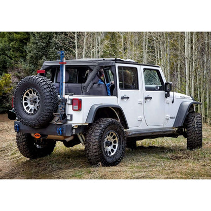 BESTOP | The Ascent Soft Tops For Jeep 2007-2018 Wrangler JK 4 Door Black Diamond Bestop | 56825-35 on a white Jeep Wrangler JK.