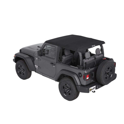 BESTOP | Trektop Jeep '18-26 Wrangler JL 2-Door Premium Black Twill Bestop | 56862-17 installed on a Jeep Wrangler.