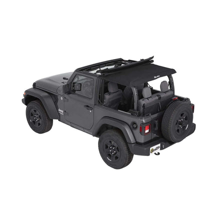 BESTOP | Trektop Jeep '18-26 Wrangler JL 2-Door Black Diamond Bestop | 56862-35 installed on a black Jeep Wrangler.