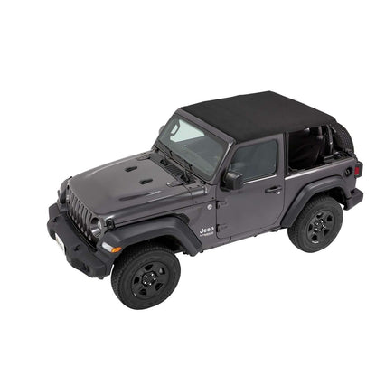 BESTOP | Trektop Jeep '18-26 Wrangler JL 2-Door Black Diamond Bestop | 56862-35 installed on a grey Jeep Wrangler.