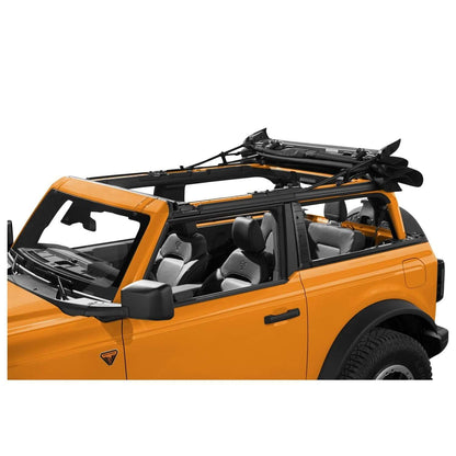 BESTOP | Trektop '21-26 Bronco 2-Door Premium Black Twill Bestop | 56872-17 installed on orange Bronco