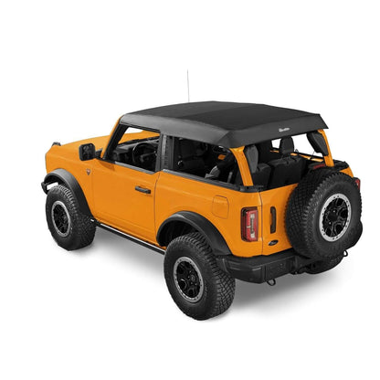 BESTOP | Trektop '21-26 Bronco 2-Door Black Diamond Bestop | 56872-35 on an orange Bronco with soft top installed.