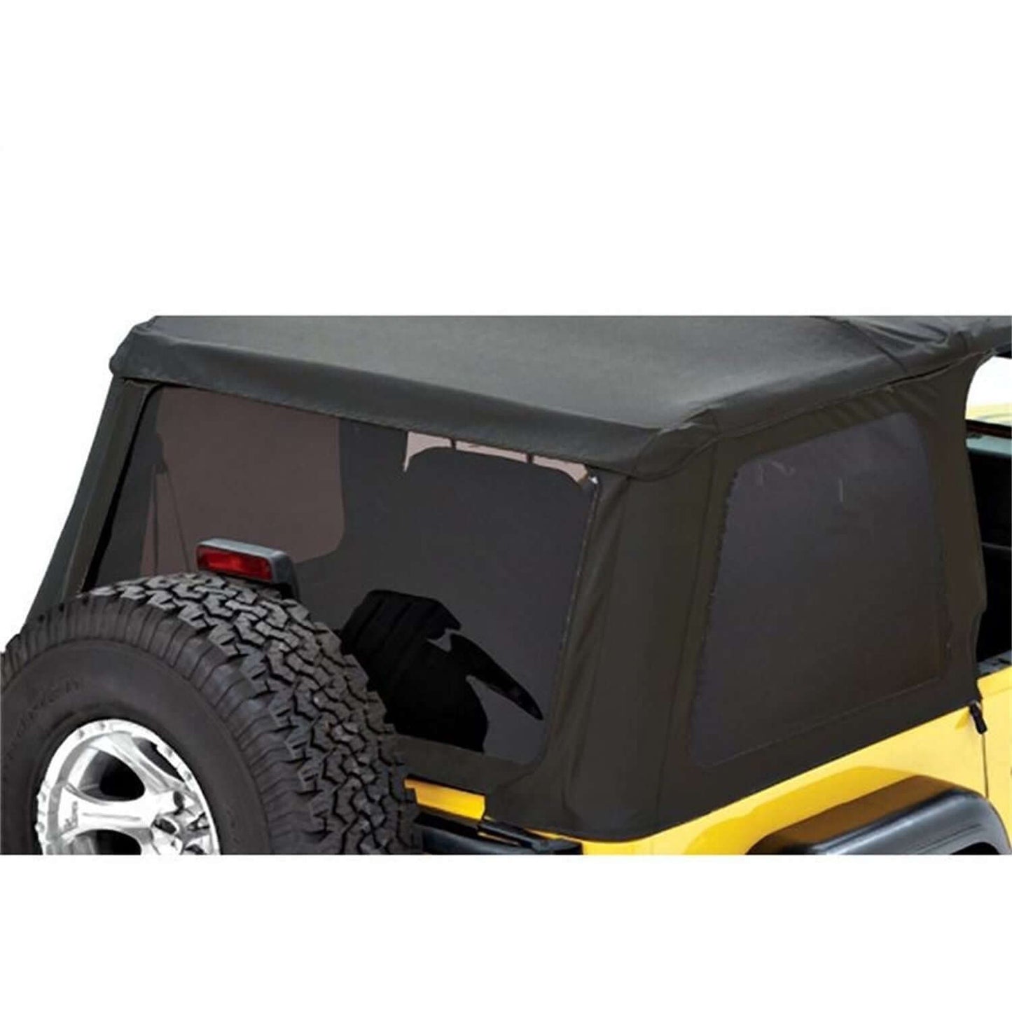 BESTOP | Window Replacement Set For Jeep 1997-2006 Wrangler TJ Fits Trektop Black Premium Twill Bestop | 58420-17 installed on a Jeep.