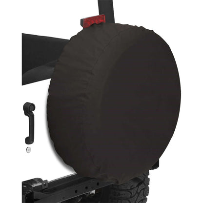 BESTOP | Spare Tire Covers Size 28 Inch x 8 Inch Premium Fabric Black Crush Bestop | 61028-01 on a vehicle's spare tire.