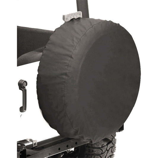 BESTOP | Spare Tire Covers Size 28 Inch x 8 Inch Premium Fabric Black Denim Bestop | 61028-15 on a rear-mounted spare tire.